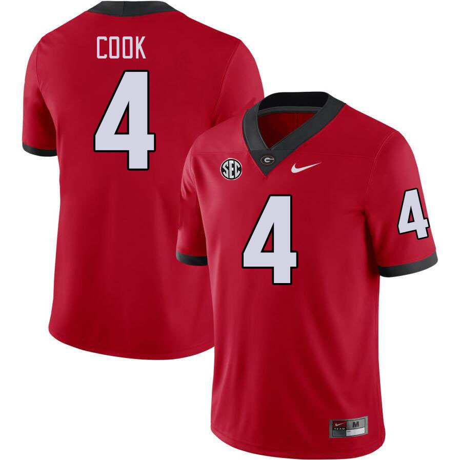#4 James Cook Georgia Bulldogs Jerseys Football Stitched-Retro Red